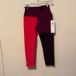 ALO Yoga Red and Purple Colorblock Spatial Capri Leggings